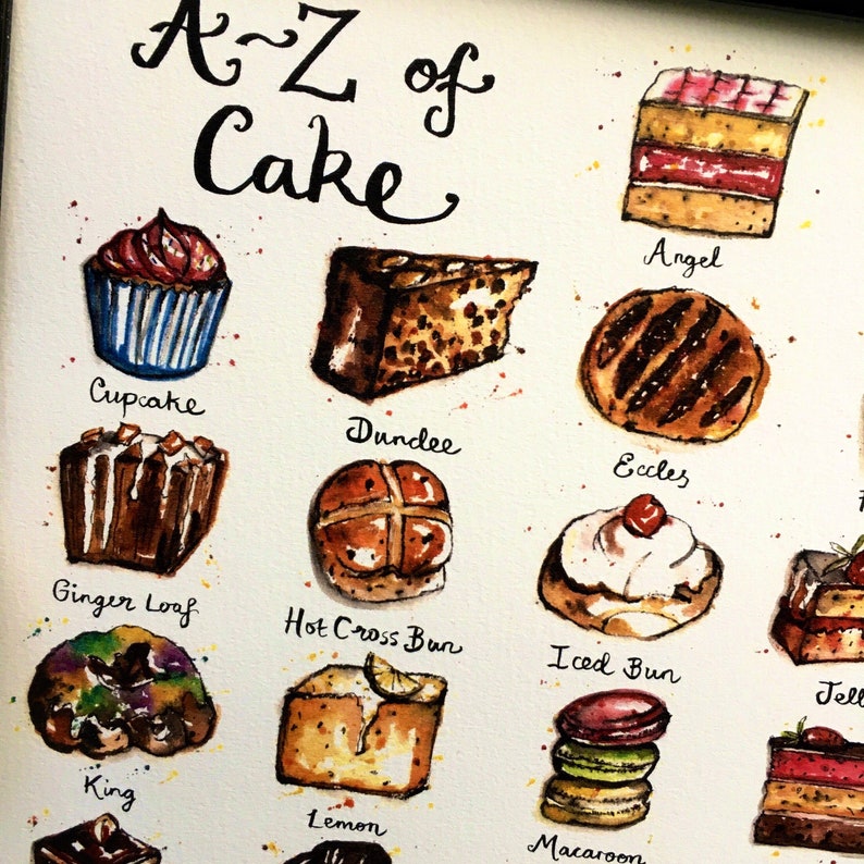 A-Z of Cake Cake Lover Gift Baker Cake Art Kitchen Art Baker Gift Love Cake image 2