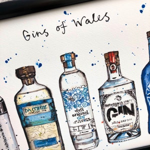 Gins of Wales print A4 Gin Art Welsh Gin Gift Gift Wales Gin Gift Bar Art image 4
