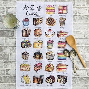A-Z Cake Tea Towel Cake Lover Baker Gift for a Baker Cake Gift Cooks Gift Star Baker image 1