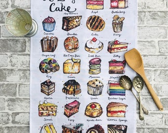 A-Z Cake Tea Towel| Cake Lover| Baker| Gift for a Baker | Cake Gift | Cooks Gift| Star Baker|