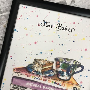 Baker's Bookstack Unframed Bakers gift Baking fan Bake Off Kitchen Gift Cake Lover Gift Gift for a Baker image 7