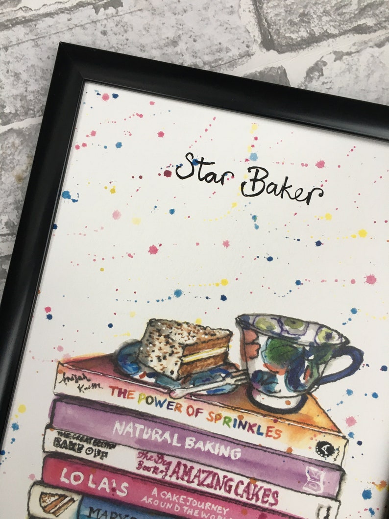 Baker's Bookstack Unframed Bakers gift Baking fan Bake Off Kitchen Gift Cake Lover Gift Gift for a Baker image 7