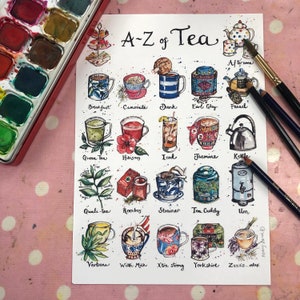 A-Z of Tea Print Teas of the World Unframed A4 Print image 1