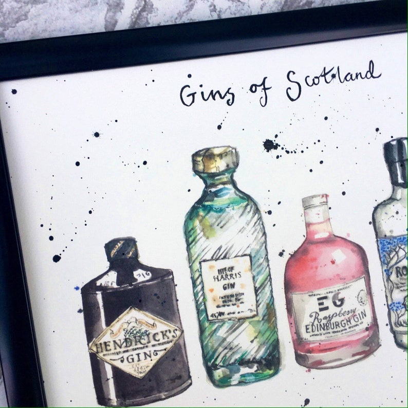 Gins of Scotland Print Scottish Gins Scotland Gin and Tonic Gin Print Scottish Gin Print Gin Lover Gin Kitchen print image 2