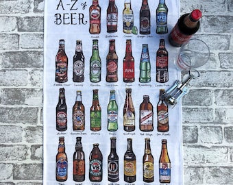 A-Z OF Beer Tea Towel | Beer Tea Towel | Beer lover gift | Beer Bar | Father's Day | Beer Gift | Dad Gift | New Home Gift