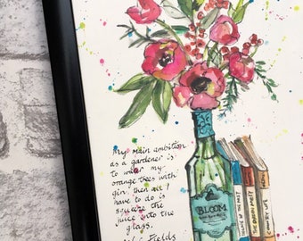 Bloom Gin & Flowers Print | Gin Art | Gin and Tonic | Gin Gift |