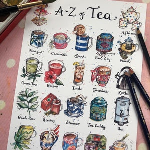 A-Z of Tea Print Teas of the World Unframed A4 Print image 2