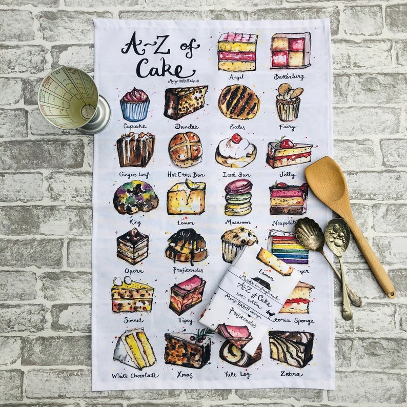 A-Z Cake Tea Towel Cake Lover Baker Gift for a Baker Cake Gift Cooks Gift Star Baker image 2