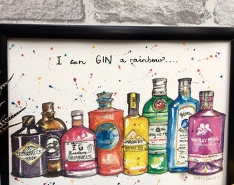 Gin Rainbow Print | Gin Print | Gin Lover | Rainbow Gin | Gin Rainbow | Gin and Tonic | Gin Poster | Bar Art | Pride |