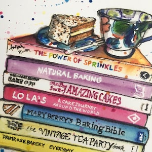 Baker's Bookstack Unframed Bakers gift Baking fan Bake Off Kitchen Gift Cake Lover Gift Gift for a Baker image 5