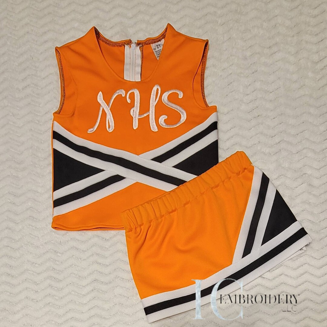 Orange and Black Cheer Uniform, Cougars Cheer Uniform,orangewhite