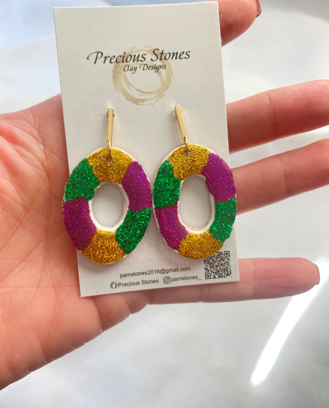 Mardi Gras Earrings King Cake Baby Jewelry, King Cake Baby Earrings