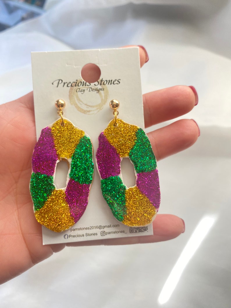 Mardi Gras Earrings King Cake Baby Jewelry, King Cake Baby Earrings