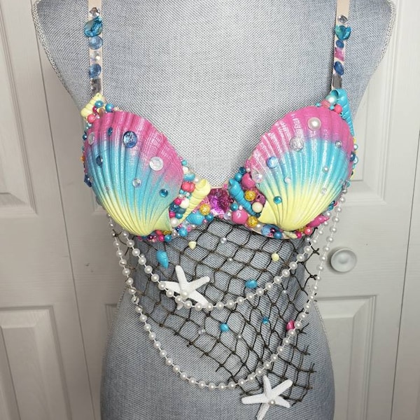 Made-to-order rainbow sherbet mermaid top