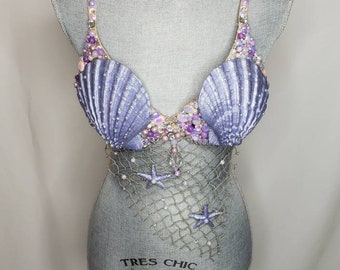 Swimmable Light purple Ariel-inspired mermaid bra/top