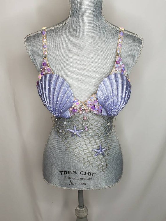 Mermaid Shell Bikini Bra Top Adult Purple Mermaid Shell Bikini Bra Top Adult Purple
