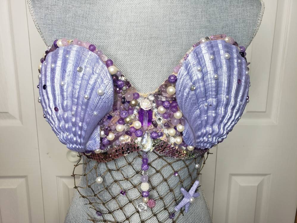 Ariel Inspired, Light Purple, Strapless Mermaid Top With Detachable Straps  