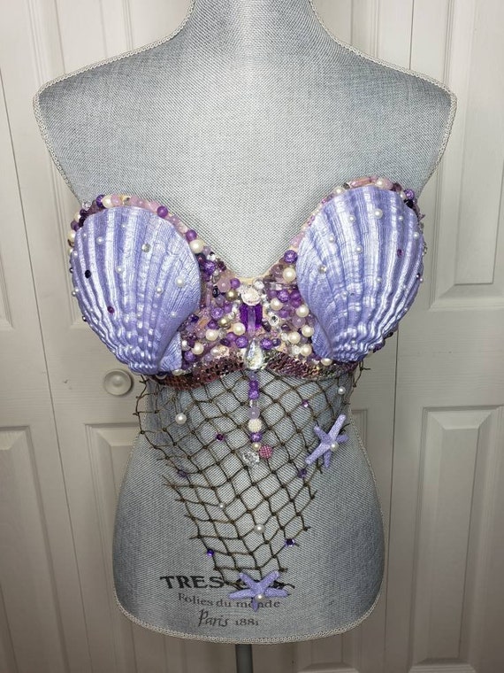 Ariel Inspired, Light Purple, Strapless Mermaid Top With Detachable Straps  