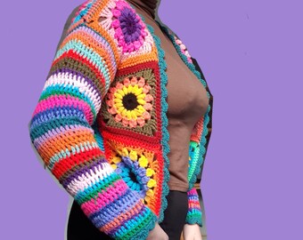 chunky knit multicolor cardigan