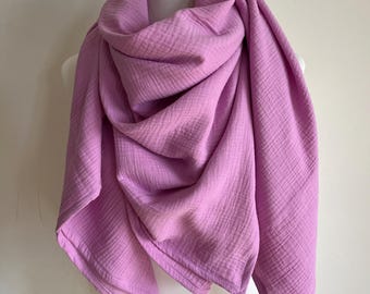 XXL mousseline doek PHLOX PINK driehoekige doek van biologische mousseline, verschillende maten, mama doek; Yoga handdoek, pareo roze