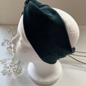 Hairband VELVET made of velvet, knotted hairband, hairband with twist turban women's dark green image 3