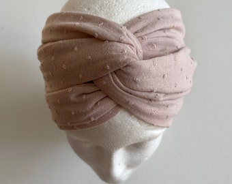 Haarband Musselin Plumeti Turban zum Selberbinden rosé
