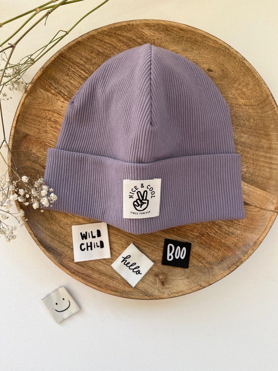 Hipster beanie hat made of Ottoman rib jersey with/without label lilac  purple