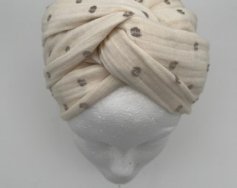 Musselin Haarband " P O I N T E L L E" zum selber Binden Bindehaarband Turbanband Kopftuch Damen creme grau