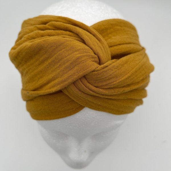 Fascia per capelli in mussola "C U R R Y" per legarsi, fascia per capelli, fascia per turbante, foulard per donna, giallo senape