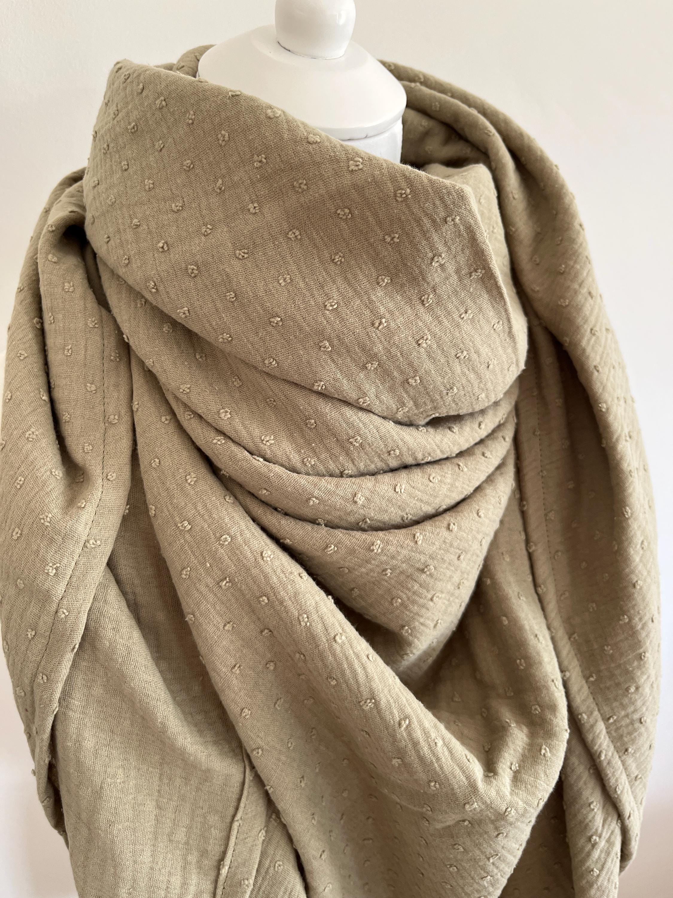 Gloop Écharpe Triangle XXL Mousseline Coton Femme - Poncho Chaud Fabriqué En Italie 135x135x220cm