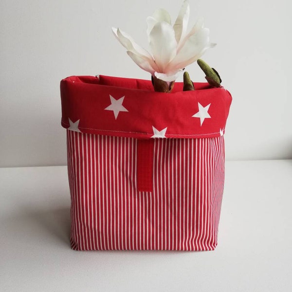 Panier de déjeuner « Stripes and stars red » , Sachets de pain en coton enduit