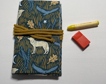 Waldorf etui, oprolbaar etui, Waldorf etui "Wolf", cadeau voor de start van het schooljaar
