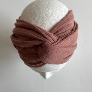 Muslin hair band "R O S E W O O D" for tying yourself hair band turban band headscarf women's old pink