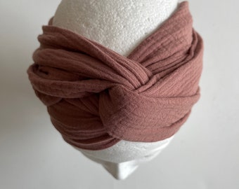 Bande de cheveux en mousseline « R O S E W O O O D » à nouer soi-même, bande de cheveux, bande de turban, foulard pour femme, vieux rose