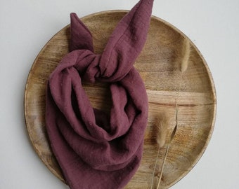 Foulard en mousseline « Plumeti » à nouer Écharpe triangulaire bébé enfant écharpe double couche violet