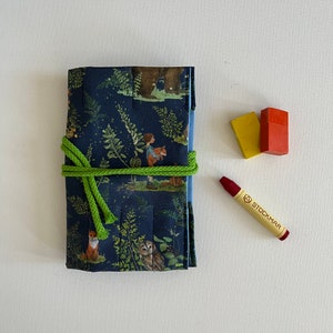 Waldorf pencil case/roll pencil case Waldorf "Forest Animals" for 16 wax crayons and 10 blocks, gift for school enrollment