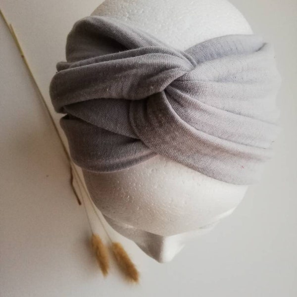 Muslin Hairband "G R E Y"for self-binding Binding hair band Turban ribbon Headscarf Ladies light grey