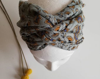 Musselin Haarband " P E R S I A N F L O W E R" zum selber Binden Bindehaarband Turbanband Kopftuch Damen