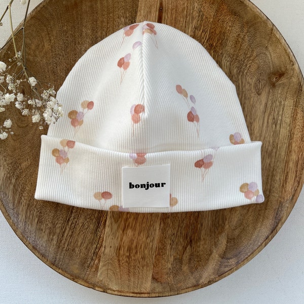 Hipster Beanie Mütze " balloon “ für Baby Kind aus Rippjersey mit/ohne Label