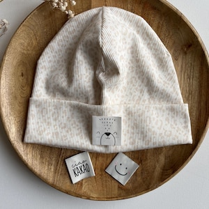 Hipster Beanie Hat &quot; Leonie &quot; for Baby Child made of rib jersey with/without label Leoprint