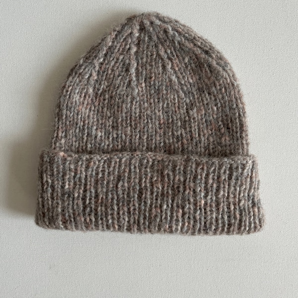 Slouch Beanie, Strickmütze Frauen aus Alpaka und Schurwolle, beige