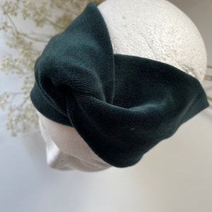 Bandeau VELVET en velours, bandeau noué, bandeau avec turban torsadé pour femme vert foncé image 1