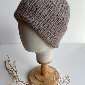 Bonnet ample, bonnet tricoté pour femme en alpaga et laine vierge, beige