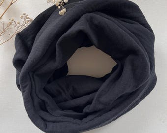 Loop Infinity Sjaal Loop Sjaal Muslin Triple Gauze Dames Zwart