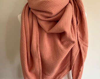 XXL mousseline doek LYCHEE driehoekige sjaal van biologische mousseline in verschillende maten, mama sjaal; yoga handdoek, pareo roze