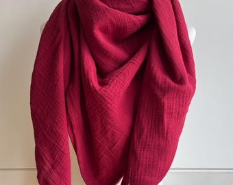 XXL mousseline doek MULBERRY driehoekige doek biologische mousseline damessjaal, moederdoek; Yoga handdoek, pareo, rood
