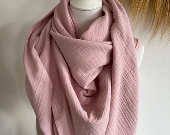 XXL mousseline doek HAZY LILAC driehoekige sjaal biologische mousseline dames, sjaal roos, mama sjaal
