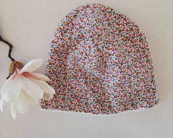 Bonnet "M I L L E F L E U R" pour bébé enfant filles, chapeau printemps, double couche