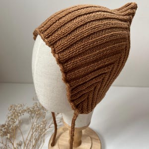 Gorro de enano de punto, gorro de duendecillo para bebés y niños, gorro de bebé de lana merino, color caramelo