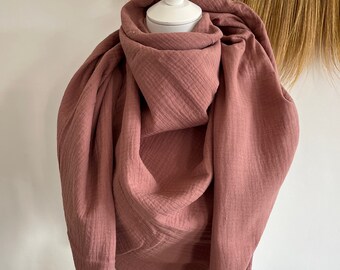XXL mousseline doek ROSEWOOD driehoekige sjaal biologische mousseline damessjaal roze, moederdoek; yogahanddoek, pareo